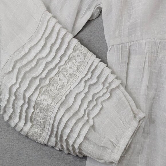 Torrid Tunic Womens 22/24 White Peasant Boho Cottagecore Folk Embroidered Pleats - Picture 4 of 11